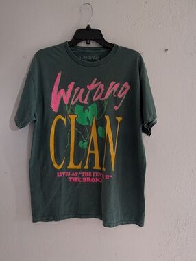 Wu-Tang Clan Graphic Tee in Dark Green with Pink & Yellow Print